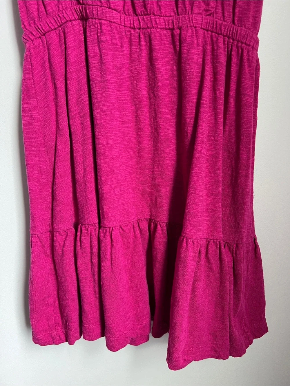 LOFT | Women’s Bright Fuchsia Ruffle Cap Sleeve 100% Cotton Summer Dress Size M - Picture 6 of 17